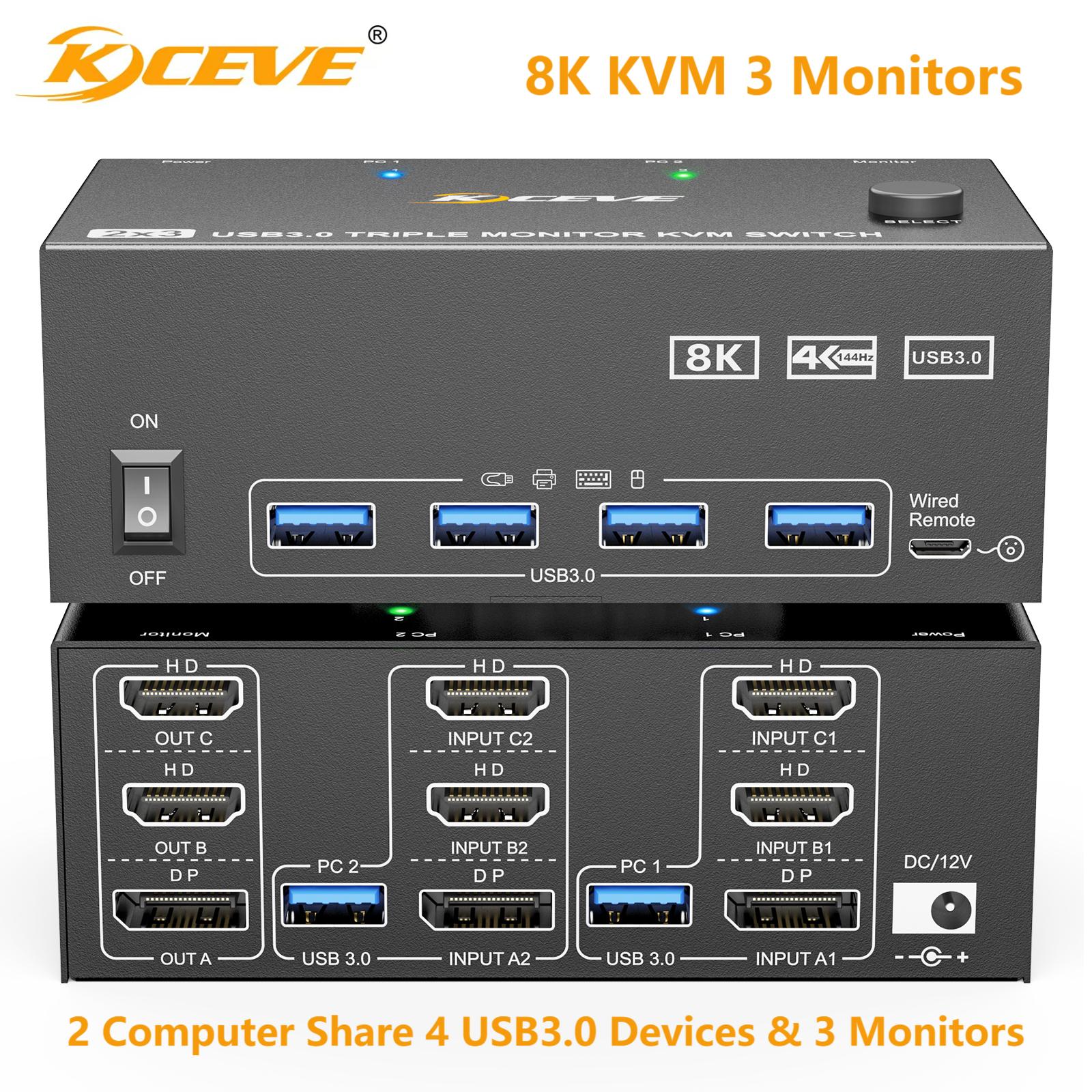 Keyboard Tenkeyless - KCEVE 8K Tripe 3 Monitors KVM