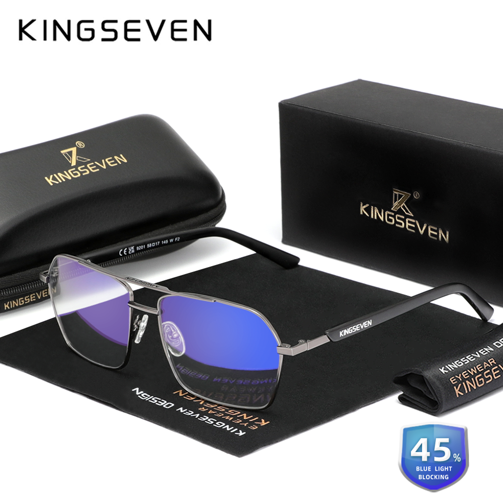 Gaming Glasses Blue - KINGSEVEN Rectangle Anti-Blue-ray Glasses Men/Women Phone